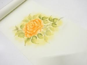 アンティーク　作家物　塩瀬　手描き　牡丹模様名古屋帯地反物